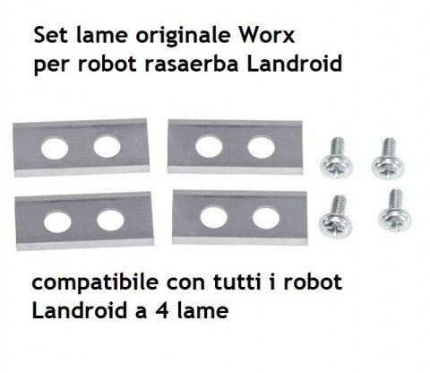 Set lame robot rasaerba WORX per tutti i modelli Landroid a 4 lame. Set completo di 4 viti.